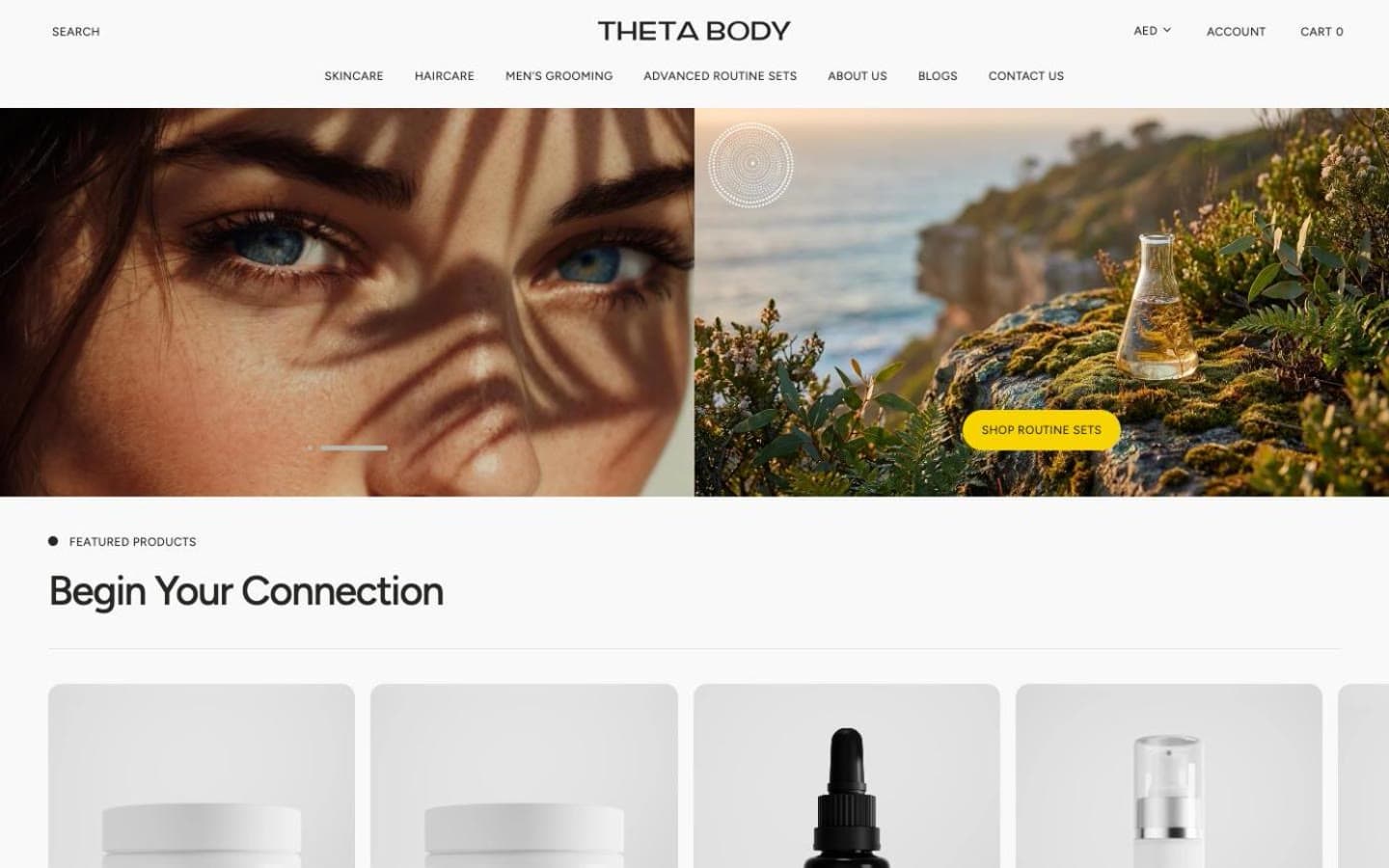 The Theta Body website, home page on desktop